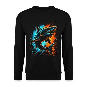 Haifisch Haie Kinder Herren Jungen Hai - Unisex Pullover - Schwarz - Vorne - Alina (178cm) & Michal (187cm)