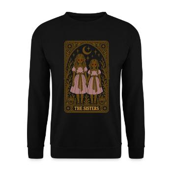 The Sisters – Spooky Halloween Schwestern - Unisex Pullover - Schwarz - Vorne - Alina (178cm) & Michal (187cm)