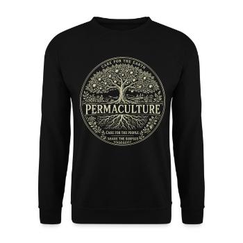 Permakulturbaum des Lebens - Unisex Pullover - Schwarz - Vorne - Alina (178cm) & Michal (187cm)