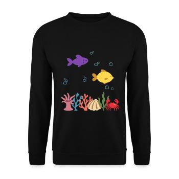 Fisch Unterwasser Kinder Meer Design Tierliebhaber - Unisex Pullover - Schwarz - Vorne - Alina (178cm) & Michal (187cm)