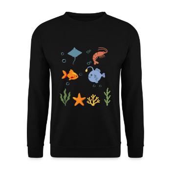 Rochen Unterwasser Kinder Garnele Fisch - Unisex Pullover - Schwarz - Vorne - Alina (178cm) & Michal (187cm)