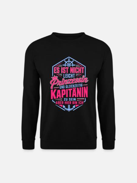 Kapitänin Segler Spruch Boot Anker - Unisex Pullover - Schwarz