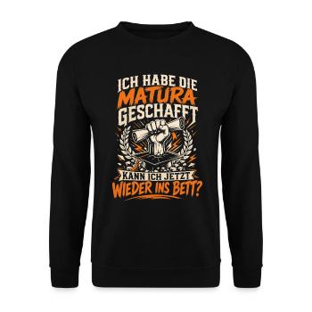 Matura geschafft kann ich ins Bett - Unisex Pullover - Schwarz - Vorne - Alina (178cm) & Michal (187cm)