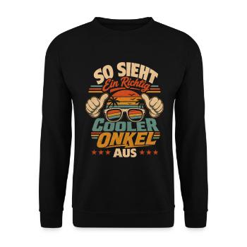 So sieht ein cooler Onkel aus - Unisex Pullover - Schwarz - Vorne - Alina (178cm) & Michal (187cm)