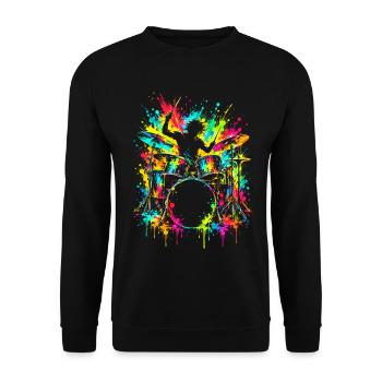 Schlagzeuger, Schlagzeug, Drummer, Trommeln - Unisex Pullover - Schwarz - Vorne - Alina (178cm) & Michal (187cm)