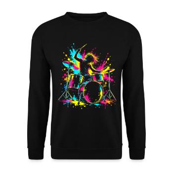 Schlagzeuger, Schlagzeug, Drummer, Trommeln - Unisex Pullover - Schwarz - Vorne - Alina (178cm) & Michal (187cm)