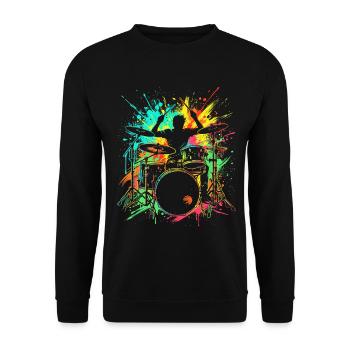 Schlagzeuger, Schlagzeug, Drummer, Trommeln - Unisex Pullover - Schwarz - Vorne - Alina (178cm) & Michal (187cm)