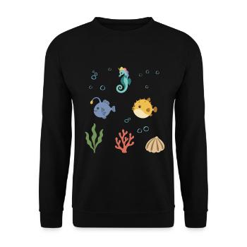 Einhorn-Seepferdchen Unterwasser Kinder Seeteufel - Unisex Pullover - Schwarz - Vorne - Alina (178cm) & Michal (187cm)