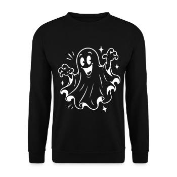 Halloween Geist - Unisex Pullover - Schwarz - Vorne - Alina (178cm) & Michal (187cm)