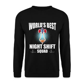 Nachtschicht Urologie Krankenpflege Anerkennung - Unisex Pullover - Schwarz - Vorne - Alina (178cm) & Michal (187cm)
