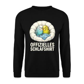 Papageienkuschel Schlafshirt - Unisex Pullover - Schwarz - Vorne - Alina (178cm) & Michal (187cm)