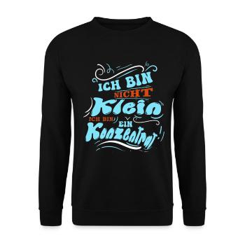 Ich bin nicht klein Ich bin ein Konzentrat Spruch  - Unisex Pullover - Schwarz - Vorne - Alina (178cm) & Michal (187cm)
