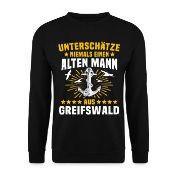 Greifswald Unterschätze Greifswalder Mann - Unisex Pullover - Schwarz - Vorne - Alina (178cm) & Michal (187cm)