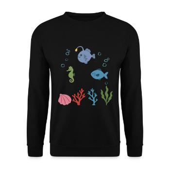 Seeteufel Unterwasser Kinder Seepferdchen - Unisex Pullover - Schwarz - Vorne - Alina (178cm) & Michal (187cm)
