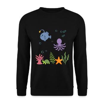 Seeteufel Unterwasser Kinder Krake Ozean - Unisex Pullover - Schwarz - Vorne - Alina (178cm) & Michal (187cm)