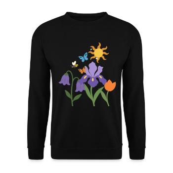 Blumen botanisch Blumenmotiv Illustration Pflanze - Unisex Pullover - Schwarz - Vorne - Alina (178cm) & Michal (187cm)