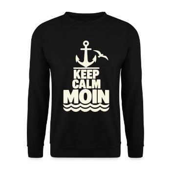 Keep Calm Moin – Norddeutscher Anker - Unisex Pullover - Schwarz - Vorne - Alina (178cm) & Michal (187cm)