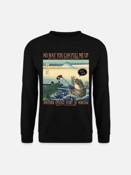 Hokusai Giant Frog Japanese Ukiyo-e Parody Art - Unisex Pullover - Schwarz