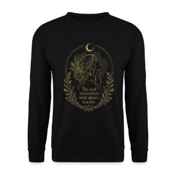 Soul Silence Blumenmondkunst - Unisex Pullover - Schwarz - Vorne - Alina (178cm) & Michal (187cm)