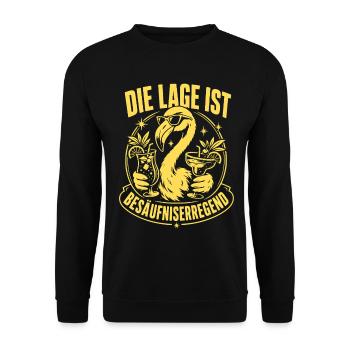 Die Lage ist besäufniserregend - Unisex Pullover - Schwarz - Vorne - Alina (178cm) & Michal (187cm)