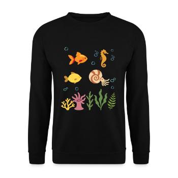 Fisch Unterwasser Kinder Seepferdchen - Unisex Pullover - Schwarz - Vorne - Alina (178cm) & Michal (187cm)