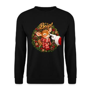 Boop! Cute Reindeer Christmas - Unisex Pullover - Schwarz - Vorne - Alina (178cm) & Michal (187cm)