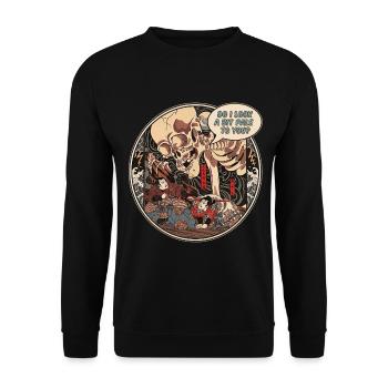 Japanese Skeleton Ukiyo-e Kuniyoshi Parody - Unisex Pullover - Schwarz - Vorne - Alina (178cm) & Michal (187cm)