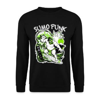 SUMO PUNK Light Green Cyberpunk Neo Ukiyo-E Japan - Unisex Pullover - Schwarz - Vorne - Alina (178cm) & Michal (187cm)