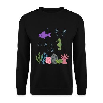 Fisch Unterwasser Kinder Seepferdchen Ozean - Unisex Pullover - Schwarz - Vorne - Alina (178cm) & Michal (187cm)