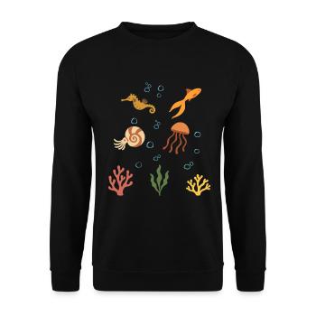 Seepferdchen Unterwasser Kinder Goldfisch - Unisex Pullover - Schwarz - Vorne - Alina (178cm) & Michal (187cm)