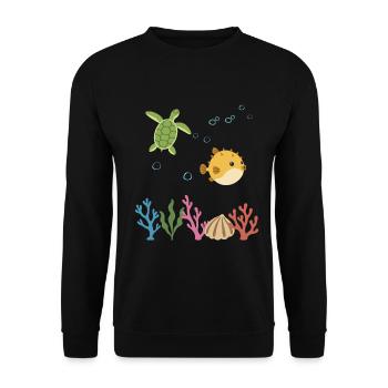 Meeresschildkröte Unterwasser Kinder Meer - Unisex Pullover - Schwarz - Vorne - Alina (178cm) & Michal (187cm)
