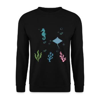 Seepferdchen Unterwasser Kinder Rochen - Unisex Pullover - Schwarz - Vorne - Alina (178cm) & Michal (187cm)
