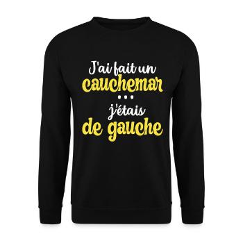 Humor Links Rechts Politik Slogan Albtraum - Unisex Pullover - Schwarz - Vorne - Alina (178cm) & Michal (187cm)