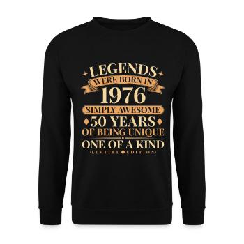 Jahrgang 1976 Simply Awesome 50th Birthday - Unisex Pullover - Schwarz - Vorne - Alina (178cm) & Michal (187cm)