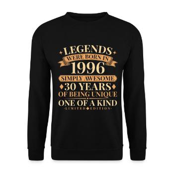 Jahrgang 1996 Simply Awesome 30th Birthday - Unisex Pullover - Schwarz - Vorne - Alina (178cm) & Michal (187cm)