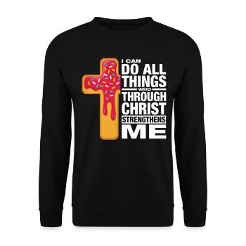 Cream Ich kann alles tun Christus. - Unisex Pullover - Schwarz - Vorne - Alina (178cm) & Michal (187cm)