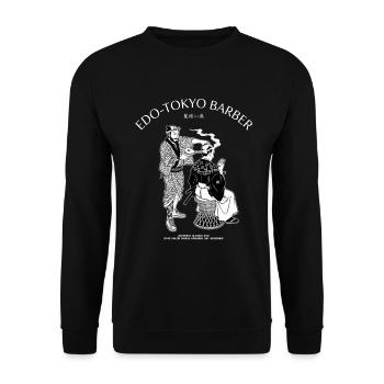 Edo Tokyo Barber Modern Style Samurai Hair Salon - Unisex Pullover - Schwarz - Vorne - Alina (178cm) & Michal (187cm)