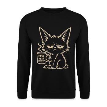Pass Next Question - Unisex Pullover - Schwarz - Vorne - Alina (178cm) & Michal (187cm)