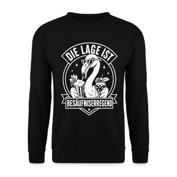 Die Lage ist besäufniserregend - Unisex Pullover - Schwarz - Vorne - Alina (178cm) & Michal (187cm)