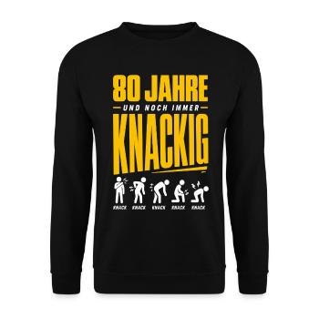 80 Jahre und noch immer knackig - Unisex Pullover - Schwarz - Vorne - Alina (178cm) & Michal (187cm)