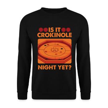 Crokinole Night Yet? Brettspiel Abend Crokinole - Unisex Pullover - Schwarz - Vorne - Alina (178cm) & Michal (187cm)