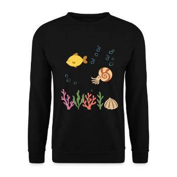 Fisch Unterwasser Kinder Nautilus Meerestiere - Unisex Pullover - Schwarz - Vorne - Alina (178cm) & Michal (187cm)