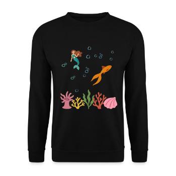 Meerjungfrau Unterwasser Kinder Goldfisch - Unisex Pullover - Schwarz - Vorne - Alina (178cm) & Michal (187cm)