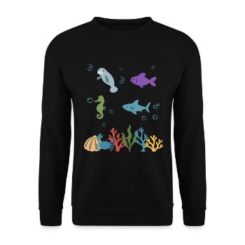 Seekuh Unterwasser Kinder Fisch Seepferdchen - Unisex Pullover - Schwarz - Vorne - Alina (178cm) & Michal (187cm)
