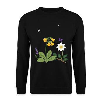 Blumen botanisch Pflanzenwelt Geschenkidee Design - Unisex Pullover - Schwarz - Vorne - Alina (178cm) & Michal (187cm)