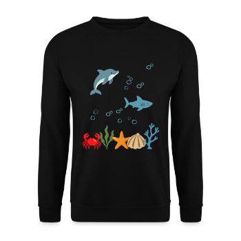 Delfin Unterwasser Kinder Hai - Unisex Pullover - Schwarz - Vorne - Alina (178cm) & Michal (187cm)