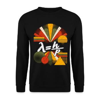 De Broglie-Wellenlänge – Physikalische Gleichung - Unisex Pullover - Schwarz - Vorne - Alina (178cm) & Michal (187cm)