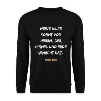 Meine Hilfe Kommt Vom Herrn - Unisex Pullover - Schwarz - Vorne - Alina (178cm) & Michal (187cm)
