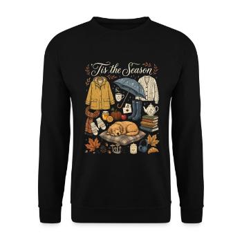 Herbstzauber Kuscheloutfit - Unisex Pullover - Schwarz - Vorne - Alina (178cm) & Michal (187cm)