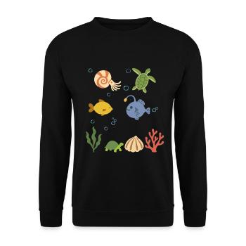 Nautilus Unterwasser Kinder Meeresschildkröte Meer - Unisex Pullover - Schwarz - Vorne - Alina (178cm) & Michal (187cm)